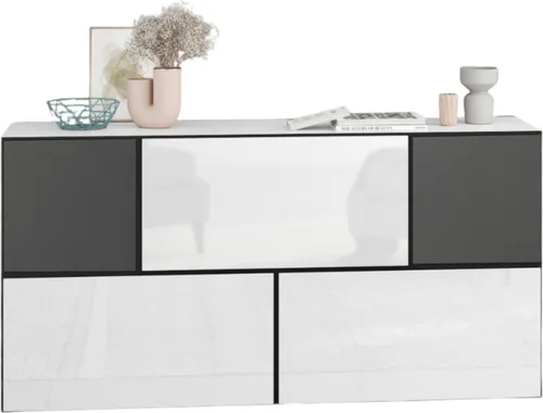 Sideboard VARIANTO 3 Schrank Set 5 tlg. – Modernes Design in Weiß und Anthrazit