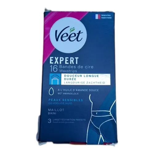 Veet Expert – 16 Kaltwachsstreifen – für empfindliche Haut – perfekte Verarbeitu