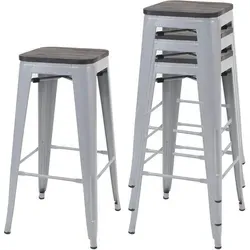 4er-Set Barhocker MCW-A73 – Stapelbare Barstühle im Industriedesign