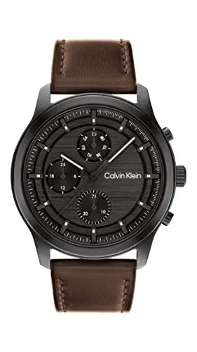 Calvin Klein Multi Zifferblatt Quarz Uhr für Herren mit Braunes Lederarmband - 25200212