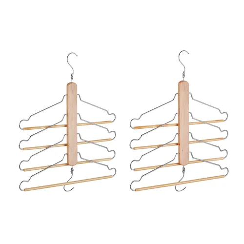 relaxdays Mehrfach-Kleiderbügel 2er Pack - Kleiderbügel für mehr Ordnung im Schrank, platzsparend mit beweglichen Haken für flexible Nutzung und Einkerbungen für Tops und Hosen.