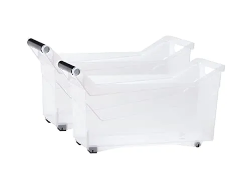 Kreher Rollbox, Aufbewahrungsbox, Sortierbox in Transparent, mit Griff in verschiedenen Größen (L, 2)