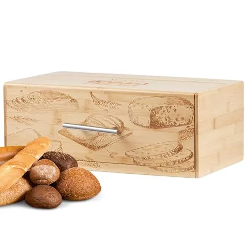 ecosa Brotbox aus nachhaltigem Bambus Brotkasten Brotaufbewahrung Brotkiste Aufbewahrungsbox Brotkorb Brot Box Vorratsdose für Brot