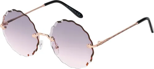 Damen Sonnenbrille Rund Form Designer 80er Modern Urlaub Sommer Strand 30572 Violett/Rosa