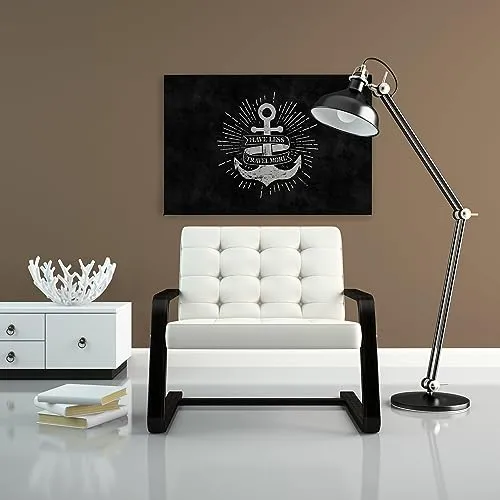 A.S. Création Leinwandbild Anker mit Spruch - Kunstdruck schwarz weiß - 90x60 cm Querformat - Moderne Wanddekoration Schlafzimmer Wohnzimmer Küche - Bild auf Keilrahmen