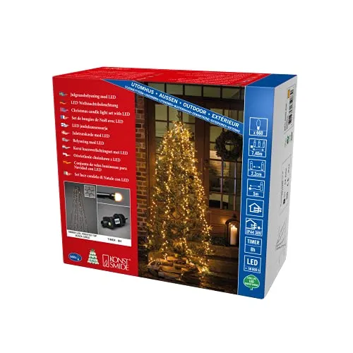 Konstsmide 6650-830 LED-Baummantel Außen - LED-Dioden für einfache Baumdekoration, mit 660 warmweißen LEDs und Timer für 8 Stunden Leuchtdauer - ideal für festliche Anlässe.