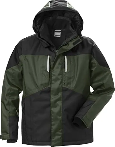 Fristads Airtech® Winterjacke 4058 Gtc - Größe 2XL - Armeegrün/Schwarz - Robuste Winterjacke für Arbeitskleidung & Uniformen, wasser- und winddicht mit einer Wassersäule von 10.000 mm und abnehmbarer Kapuze für optimalen Schutz bei jedem Wetter.