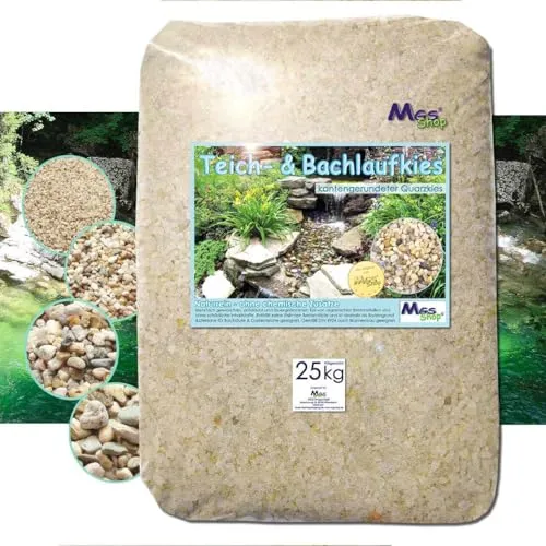 MGS SHOP Teich- & Bachlauf - Kies Quarzkies gerundet kalkfrei nährstoffrei DIN 4924 Einbau & Unterbau -fähig 2-4 mm