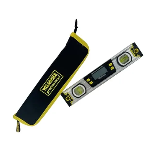 WELDINGER DW25 Digitale Magnet-Wasserwaage 25cm in Tasche mit Winkel-Messfunktion und LCD-Display