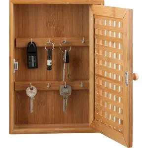 Zeller Schlüsselkasten 13876, mit Magnetverschluss - Schlüsselkästen fürs Arbeitszimmer, aus hochwertigem Bambusholz mit 8 Haken und praktischem Magnetverschluss für schnellen Zugriff.