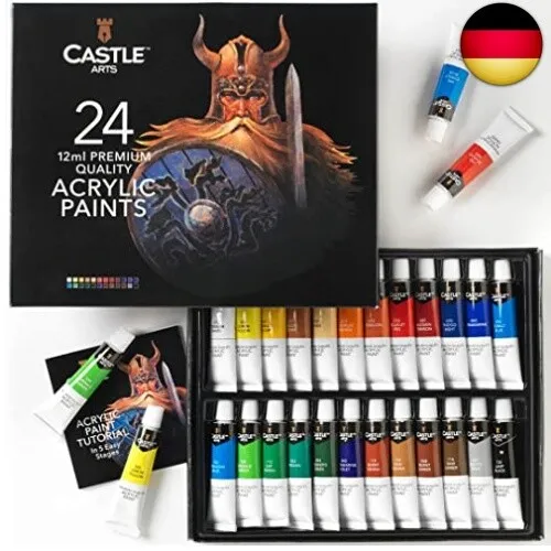 Castle Art Supplies 24x12ml Acrylfarben-Set | Günstiges Einsteigerset für A