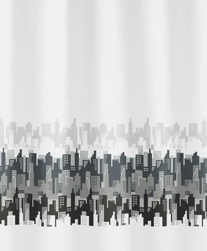 Kleine Wolke Duschvorhang City 180x200 cm schwarz weiß 100% Polyester