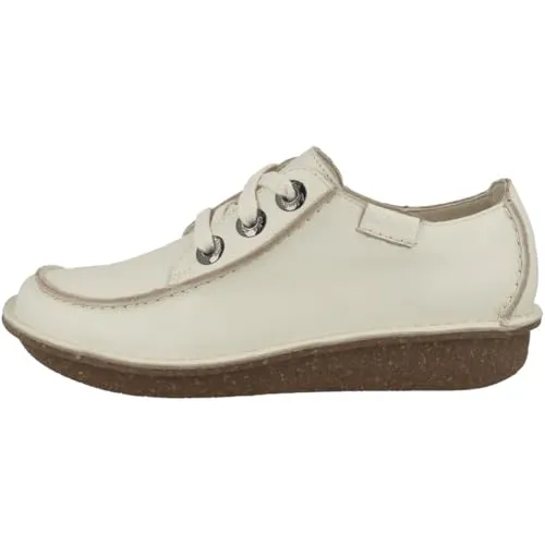 Clarks Damen Funny Dream Oxford - Cream Leather, 41 EU - Damen-Schnürhalbschuhe aus atmungsaktivem Leder mit griffiger TPR-Laufsohle für hohen Tragekomfort und Flexibilität.