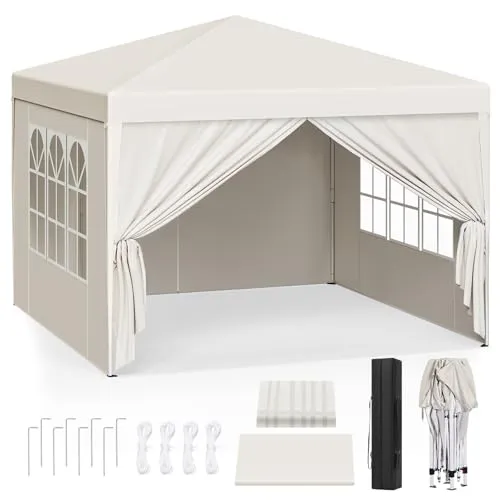 WOLTU Pavillon Pop-Up 3x3 m - Wasserdichter Faltpavillon mit robustem Metallrahmen, UV- und Regenschutz, ideal für Garten, Terrasse und Festivals, leicht aufzubauen und verstauen.