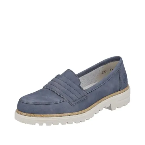 Rieker 54855 lightblue Gr. 41 - Bequeme Slipper für Damen - Slipper & Mokassins für Damen, aus leichtem Synthetikmaterial und mit flacher Sohle für optimalen Tragekomfort den ganzen Tag.