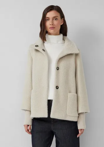 s.Oliver BLACK LABEL Damen Outdoorjacke, grau braun, Gr. 36 - Funktionsjacke mit hochschießendem Kragen, lässiger Schnitt und pflegeleichtem Material für optimalen Tragekomfort, ideal für Outdoor-Aktivitäten oder entspannte Abende im Garten.