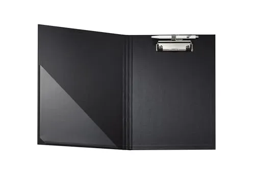 Exacompta 18291E Premium Klemmbrett-Mappe. Mit stabilem Pappkern und Kunststoffbezug außen und innen für DIN A4 mit Tasche im Vorderdeckel mit Stiftehalter schwarz