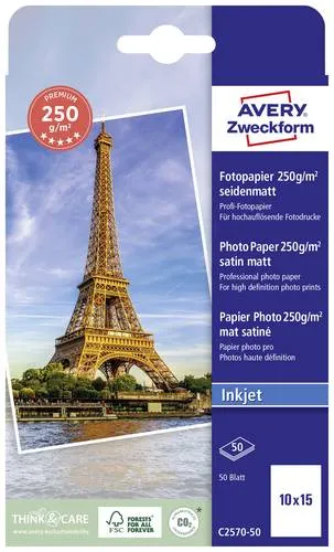 Avery-Zweckform Premium C2570-50 Fotopapier 10 x 15cm 250 g/m² 50 Blatt Seidenmatt