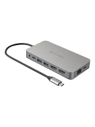Hyper Drive Dual HDMI 10-in-1 Travel Dock für MacBook - 10 Anschlüsse, duale 4K-Displays, treiberlose Einrichtung und schnelle Aufladung bis 85 W