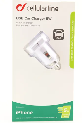 Cellularline USB Kfz Lade Gerät Zigarettenanzünder Pkw Lkw Apple weiß 5W 320