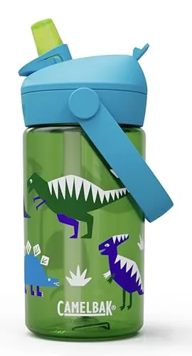 CAMELBAK THRIVE FLIP STRAW KIDS 14OZ Sportflasche – auslaufsicher – kindgerechte Größe – einfacher Trinkmechanismus – ideal für unterwegs – Hip Dinos, Größe: OS