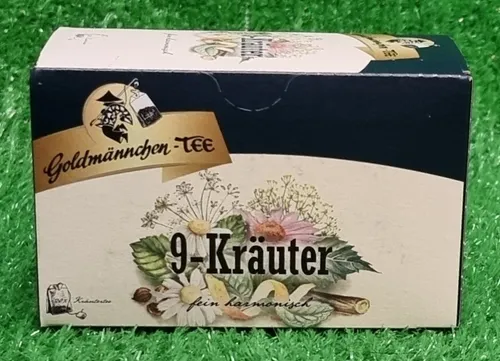 Goldmännchen Tee 9 Kräuter - Fein Harmonisch - Tees, 20 Einzelversiegelte Beutel, ideal für eine wohltuende Auszeit und harmonischen Genuss.