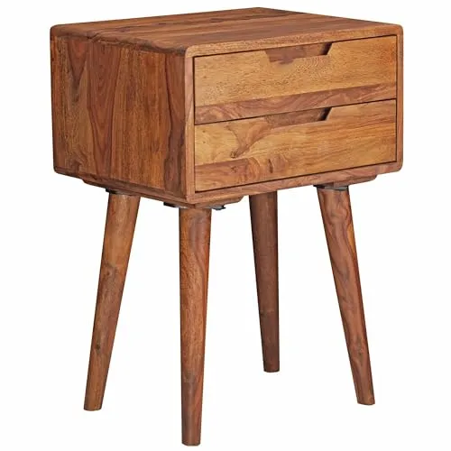 FINEBUY Nachttisch FB51403 – Modernes Nachtkästchen aus Massivholz - Nachtkonsolen mit 1 Schublade, stilvolles Design in Mango-Walnuss-Finish, ideal für dein Boxspringbett. Hochwertige Verarbeitung und Funktionalität vereint.