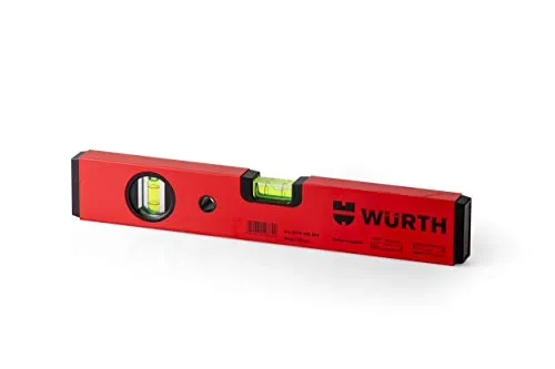 Würth 30cm Profi Wasserwaage Aluminium, verwindungsarmes Rechteckprofil mit glatten Seitenflächen, Meßgenauigkeit 0,5mm /m, Rot