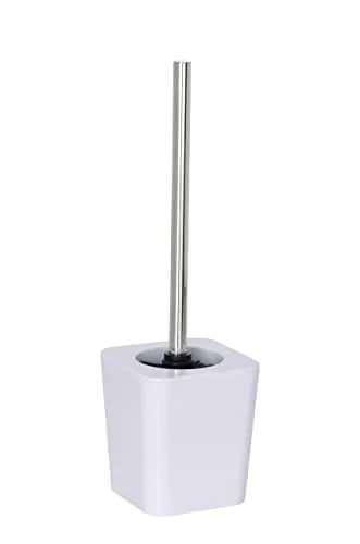 WENKO WC-Garnitur Candy, offener Toilettenbürstenhalter ideal für Bad und Gäste-WC, inkl. WC-Bürste mit auswechselbarem Bürstenkopf, aus hochwertigem Kunststoff, BPA-frei, 11,5 x 39 x 11,5 cm, Weiß