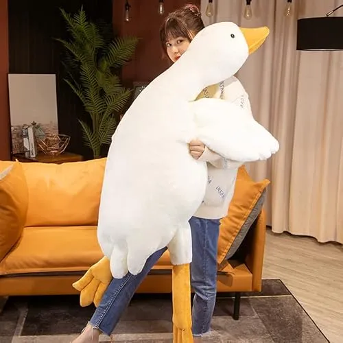 Zinsale 50-160 cm Riesige Gans Plüschtiere Große Ente Puppe Weiches Kuscheltier Schlafkissen Kissen für Kinder und Mädchen (90CM)