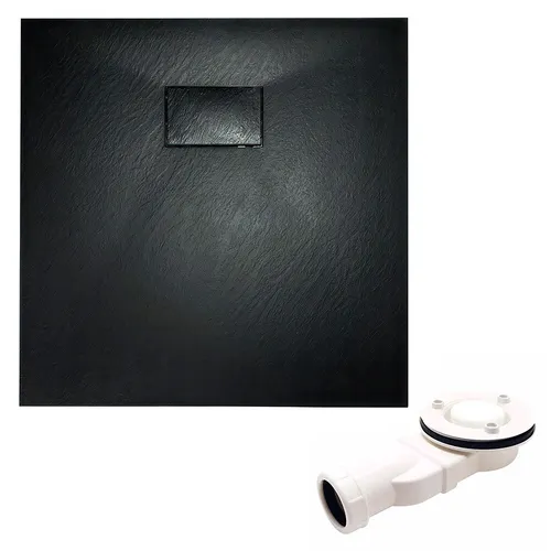 Duschwanne Viereck VIDAR SLIM Schwarz 80x80 mit Ablaufgarnitur - Moderne Duschwanne in Schwarz, 80x80 cm, mit mittigem Ablauf. Rutschsicher und leicht zu reinigen – ideal für Ihr Badezimmer.
