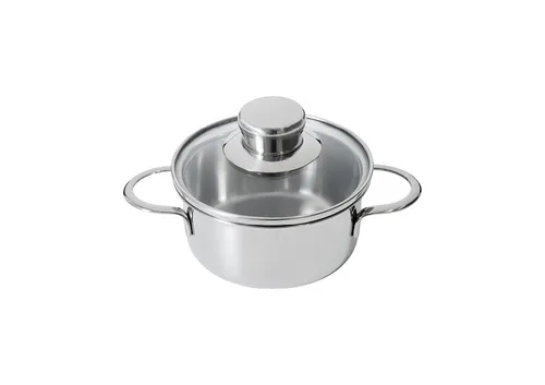Kelomat Mini Bratentopf Topf mit Glasdeckel 0,6 L Ø 12 cm Edelstahl Induktion