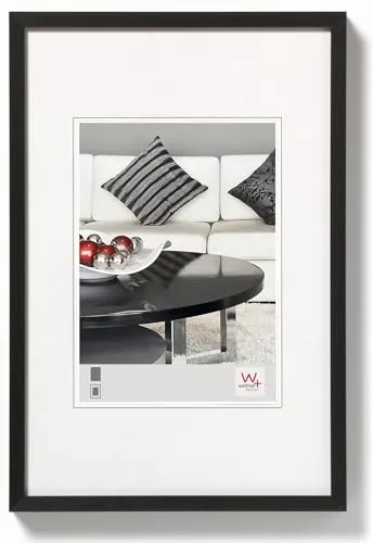 Walther Design Bilderrahmen schwarz 50 x 70 cm - Wand- & Tischbilderrahmen, eleganter Aluminiumrahmen mit klassischem Blockprofil und hochwertiger eloxierter Oberfläche für stilvolle Präsentation.
