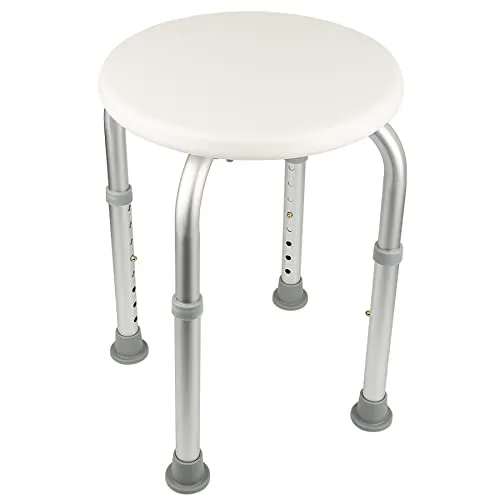 Höhenverstellbar Anti-Rutsch Aluminium Duschhocker Duschstuhl Badehocker Rund Badsitz Duschsitz Duschhilfe Anti-Rutschfür Senioren und Schwangere