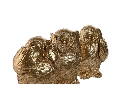 Bigbuy Dekofigur Deko-Figur SanLov Gold Eule 11x11x15 cm 3 Stück