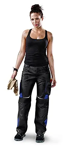 KÜBLER Workwear Pulsschlag Arbeitsdamenhose HIGH | Größe 42 in Schwarz/Kbl.Blau - Hochwertige Arbeitshose für Damen, ideal für anspruchsvolle Einsätze. Pflegeleicht und komfortabel bei der Arbeit.