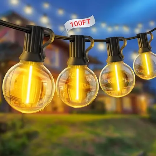 YRATERVSR Lichterkette Außen LED Strom Outdoor 30M G40 Glühbirnen Gartenbeleuchtung Balkon Lichterketten Mitwetterfest für Pavillon Party Terrassen Beleuchtung Innen Außenlichterkette
