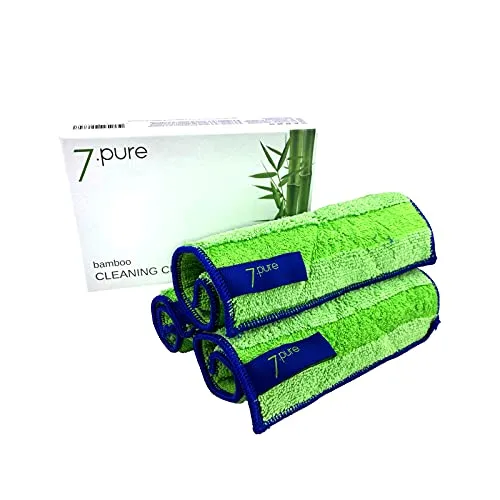 7.pure Bambus Putzlappen & Putztücher | 3 Stück | 20 x 25 cm | ohne Putzmittel | Reinigen ohne Fusseln | Waschbar | Putzschwamm, Tücher