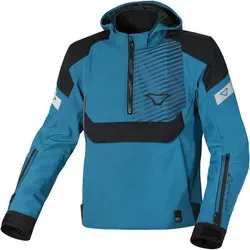Macna Traffiq wasserdichte Motorrad Textiljacke, schwarz-blau, Größe S - Motorradjacke aus strapazierfähigem Softshell-Gewebe mit abnehmbarer wasserdichter Membran und reflektierenden Elementen für mehr Sicherheit bei Nachtfahrten.