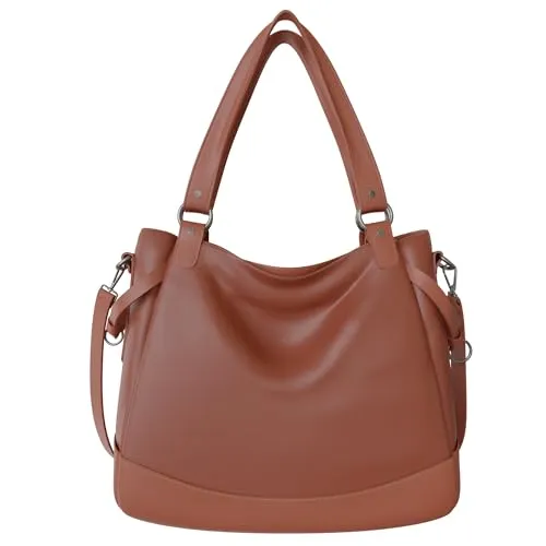 Damen Vegane Shopper Tasche Hobo Bag Umhänge Tasche 30655 Brown