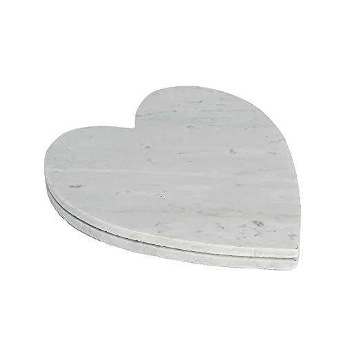 Argon Tableware Piatto da Portata - in Marmo a Forma di Cuore - Bianco - 230 x 270 mm - 2 Pezzi
