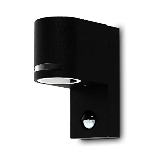 Kwazar Luminaire Wandlampe Gartenwandleuchte mit Sensor ALTES.S IP44 2x Gu10 Alu schwarz Außen Wandleuchte