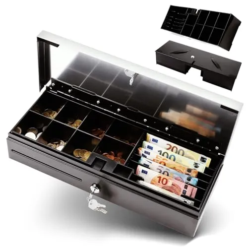 Kassenschublade Geldschublade Kassenlade HS 170 Steel edelstahl - Card-Reader: Robuste Edelstahl-Kassenschublade mit sicherem Verschlusssystem, ideal für den Einzelhandel und Gastronomie.