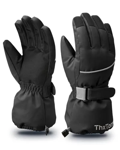 ThxToms Kinder Ski Handschuhe Winter Skihandschuhe -15℃ | Winddicht Wasserdicht Warm | Oxford Palme Verdickt Kalt Wetter | Outdoor Sports Snowboard Skifahren | für Junge Mädchen
