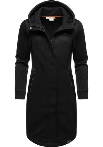 Ragwear Letti Long Bonded Black Damen Übergangsmantel, windabweisend - Funktionsjacke mit Kapuze, leicht angerautem Innenfutter und tailliertem Schnitt für optimale Bewegungsfreiheit - ideal für Outdooraktivitäten und die Übergangszeit.