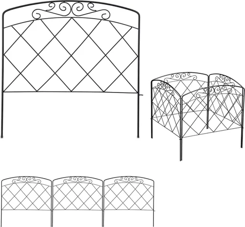 Beetzaun Beetumrandung Dekozaun Zierzaun 16 Elemente - Gartenzäune aus robustem Stahl, antikes Design für stilvolle Beetumrandung, ideal für Gärten und Terrassen.