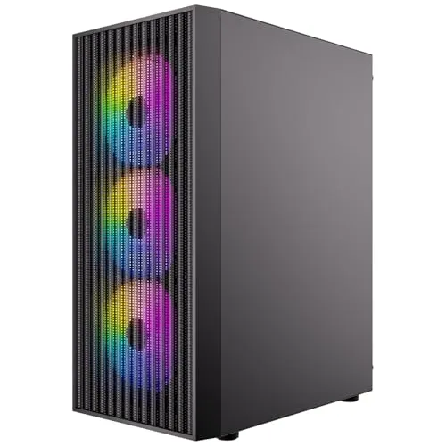 Antec AX27 RGB Elite PC Gehäuse - Midi Tower Gaming ATX Gehäuse mit maximaler Luftzirkulation durch voll belüftete Frontblende und stilvollem gehärtetem Glas für eine beeindruckende Präsentation Ihres Systems.