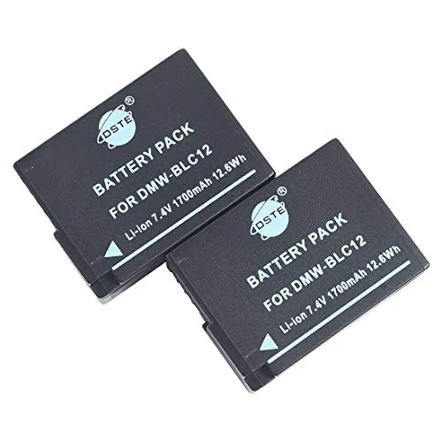 DSTE 2 Stück DMW-BLC12 DMC-GH2 Lithium-Ionen-Batterie Kompatibel für Panasonic DMC-FZ200 DMC-G5 DMW-BLC12 DMC-GH2 DMC-GH2GK Kamera