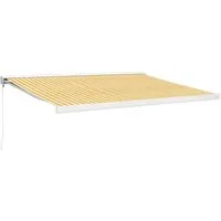vidaXL Einziehbare Markise Gelb und Weiß 4,5x3 m - Markise für Terrasse und Balkon, UV-beständig dank Polyurethan-Beschichtung, sorgt für Schatten und schützt vor Sonnenstrahlen.