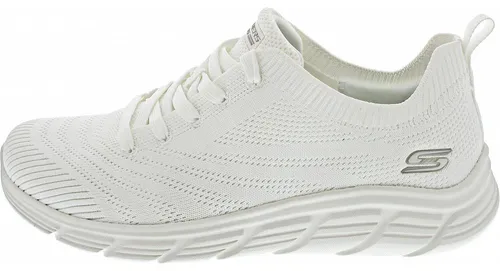 Skechers Bobs Bflex Lo-Graceful St Sneaker low Weiß - Elegante Damen Sneaker aus veganem Textil, minimalistisch und vielseitig kombinierbar. Mit einer weichen Memory Foam-Innenlaufsohle für optimalen Komfort und einer stabilen Gummisohle für Flexibilität.